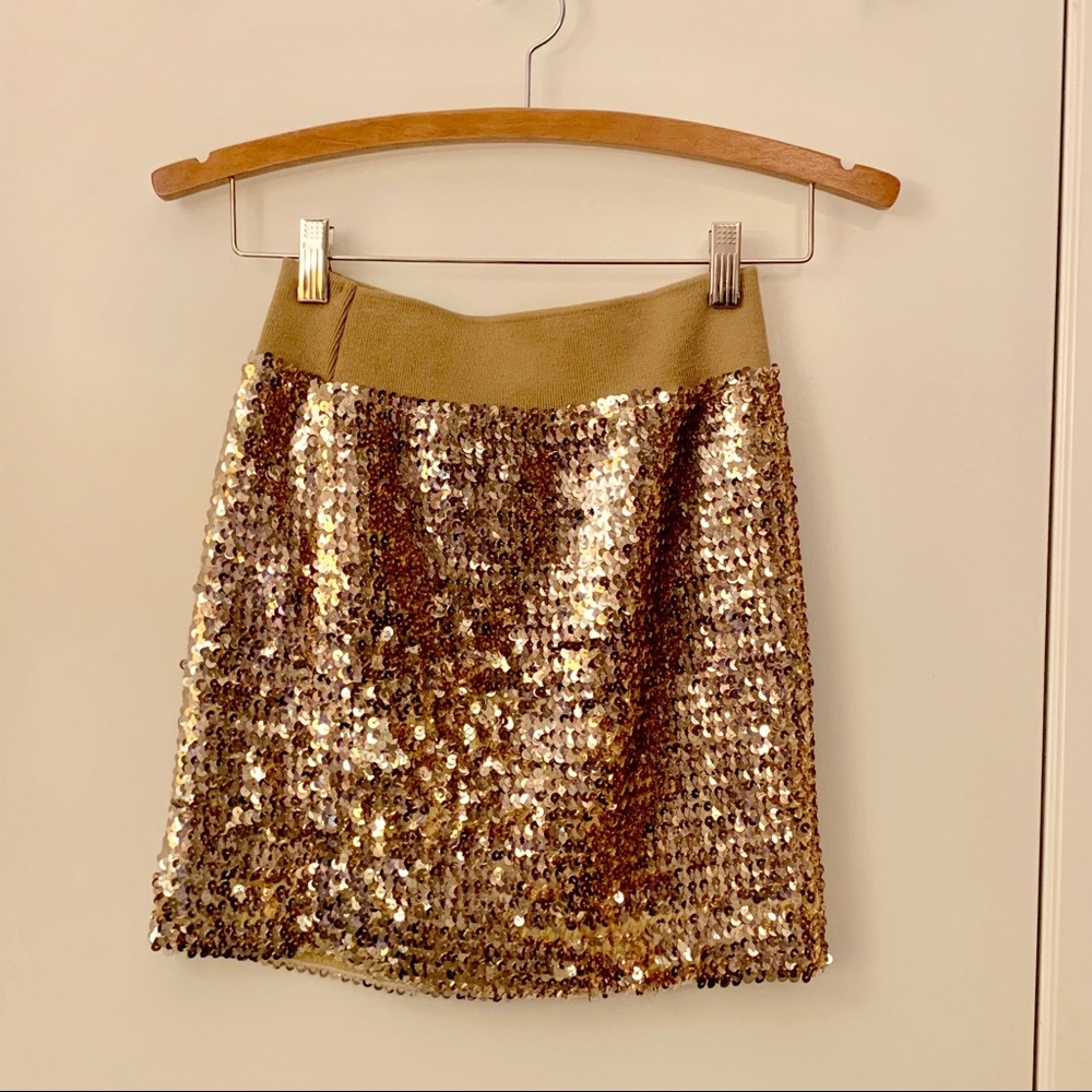 Gold sequin mini skirt